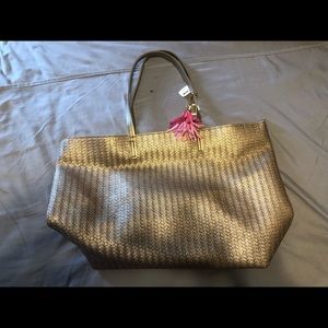 Gold Bath and Body Works Tote Bag